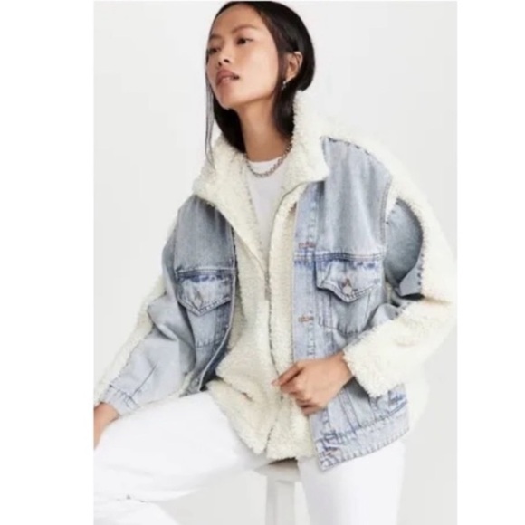 NWOT Blank NYC Bear Hug Jean Denim Sherpa Jean Jacket Small S - Picture 3 of 13